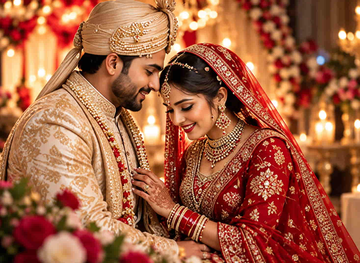 Bride and groom at a Sundar Events wedding in Ayodhya
