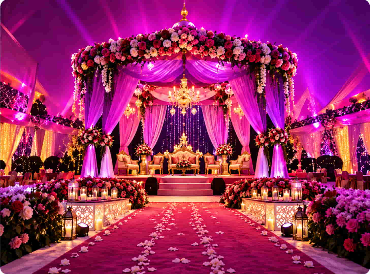 Stage decoration with purple lighting